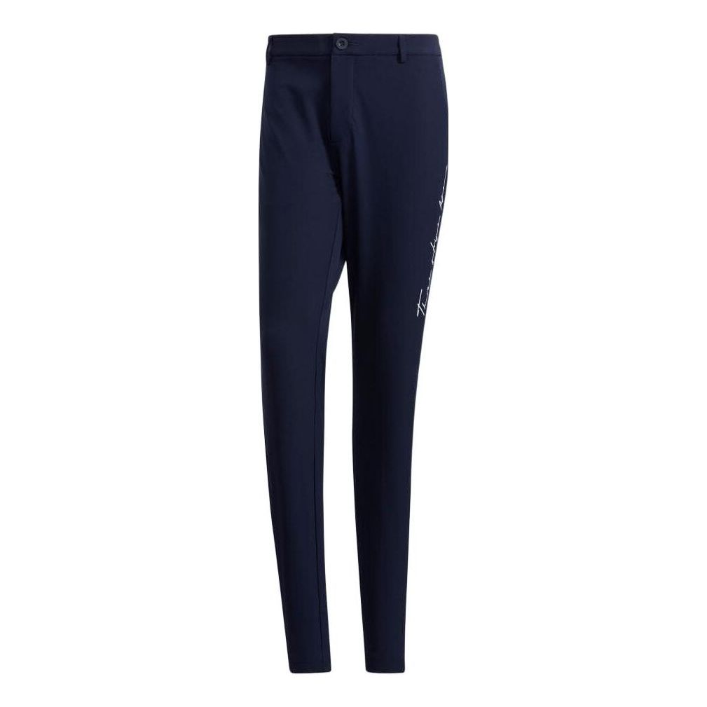 Men's adidas Solid Color Button Straight Casual Pants/Trousers Blue HA3270