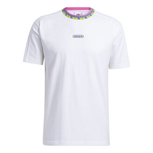 adidas originals Multi-Color ribbed Round Neck Pullover Sports Short Sleeve White GN5625