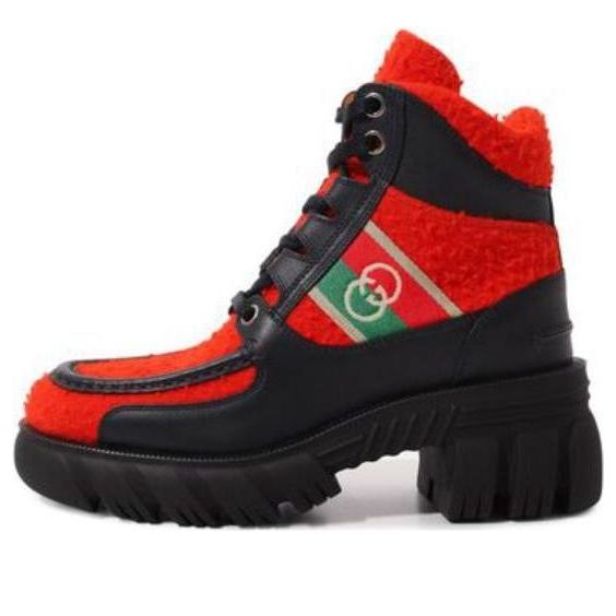 (WMNS) Gucci x North Face Romance Ankle High Boots 'Red Black' 681771-2JW20-6571