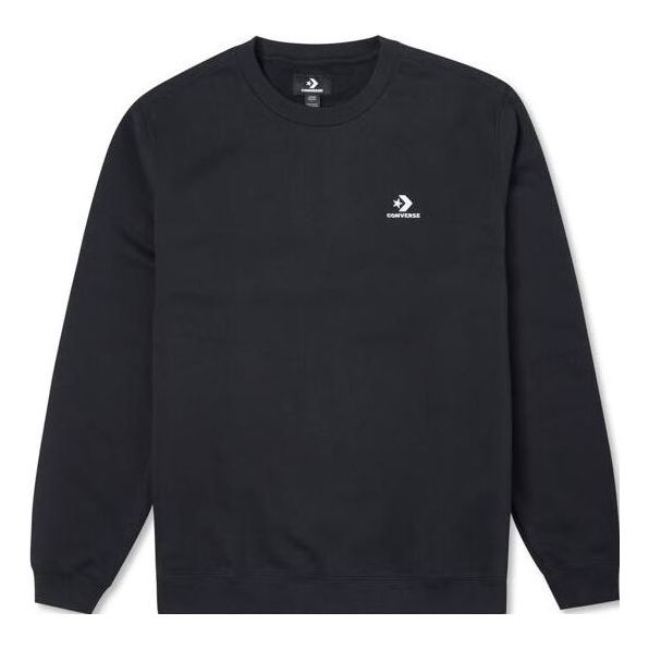 Converse Go-To Embroidered Star Chevron Brushed Back Fleece Crew Sweatshirt Asia Sizing 'Black' 10024510-A01