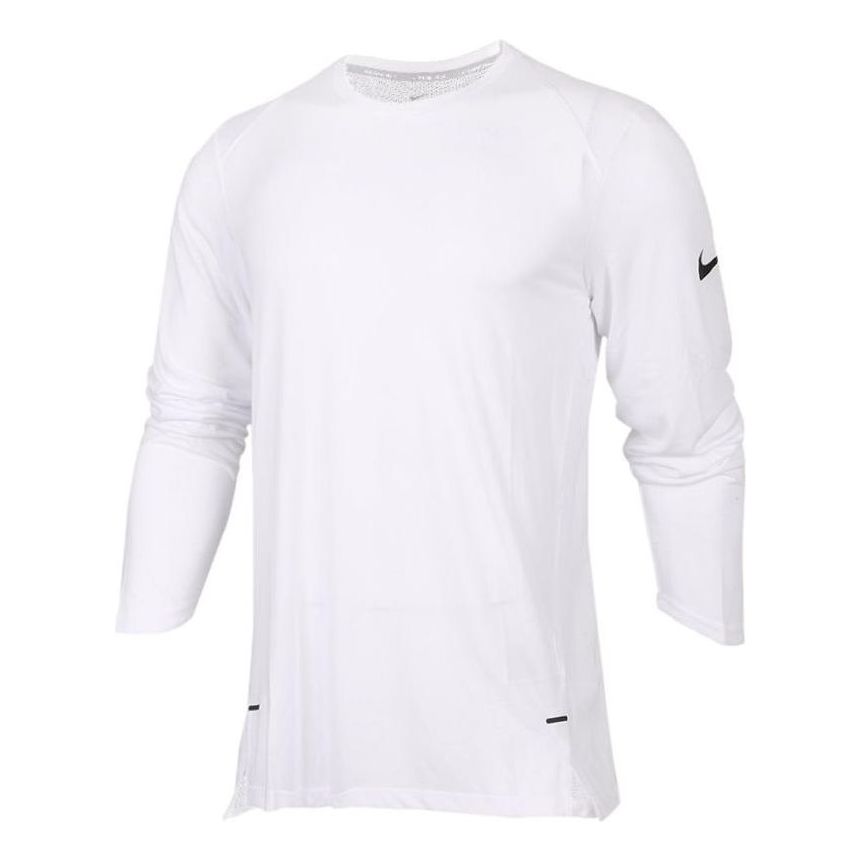 Men's Nike Solid Color Alphabet Printing Round Neck Pullover Sports Long Sleeves White T-Shirt 830945-100