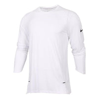 Men's Nike Solid Color Alphabet Printing Round Neck Pullover Sports Long Sleeves White T-Shirt 830945-100
