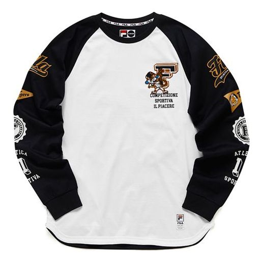 FILA FUSION Athleisure Casual Sports Full Print Round Neck Pullover Long Sleeves White T11M115206A-WT