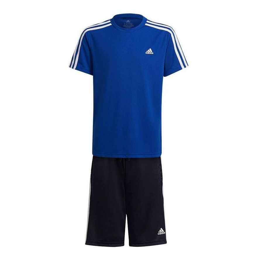 (GS) adidas Designed To Move Tee And Shorts Set Asia Sizing 'Blue Black' HE9343