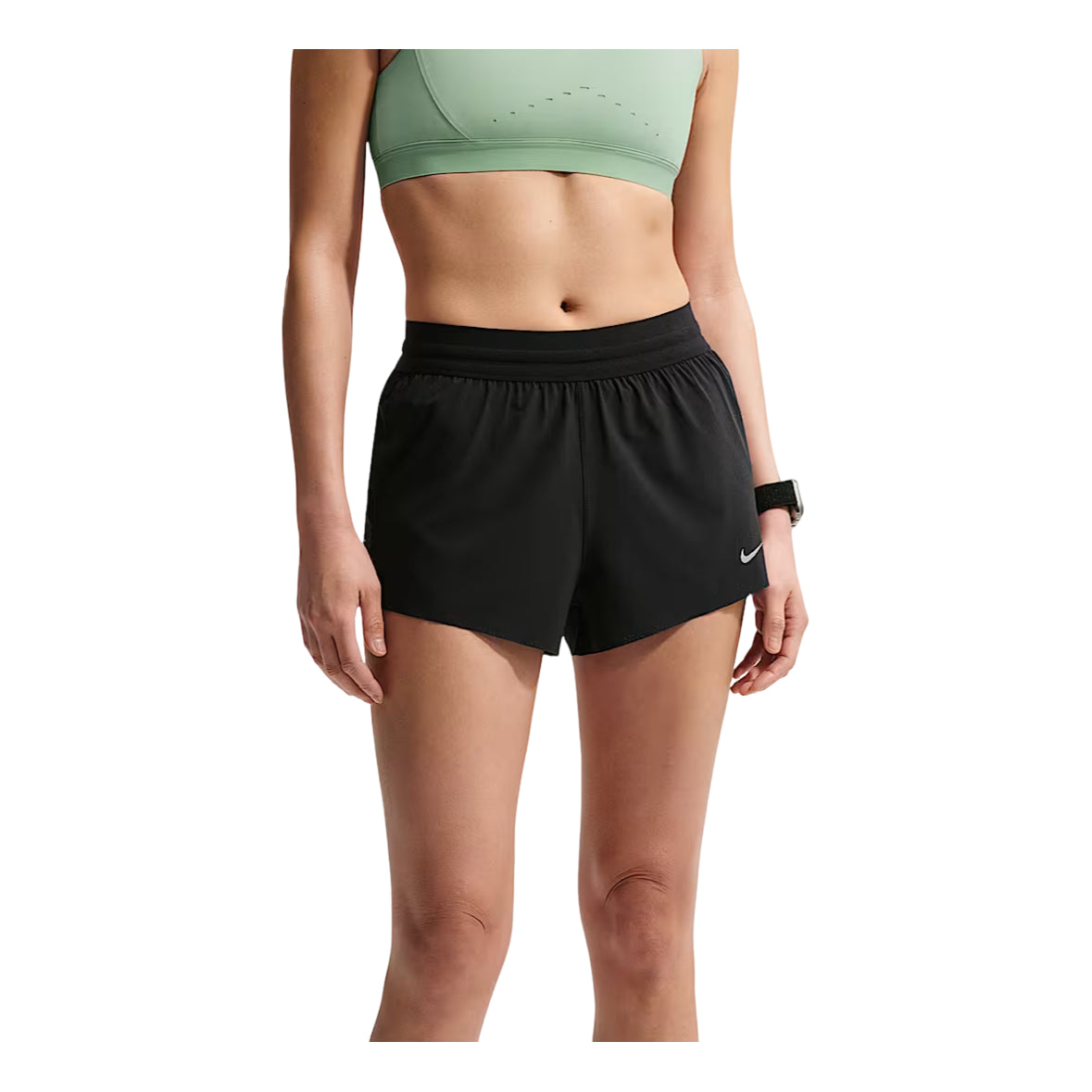 (WMNS) Nike Swift Breathe Dri-Fit Mid-Rise 2.5" Hidden Lined Shorts 'Black White' IF1679-010