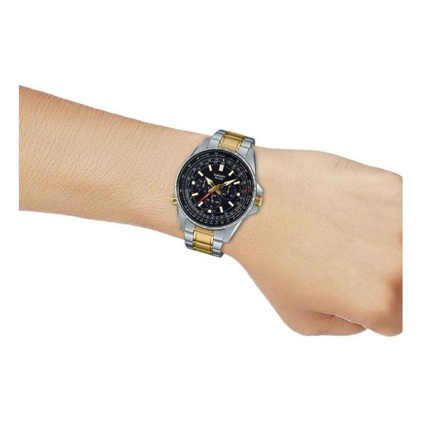 CASIO Stainless Steel Strap Black Dial Mens Black Analog MTP-SW320SG-1A