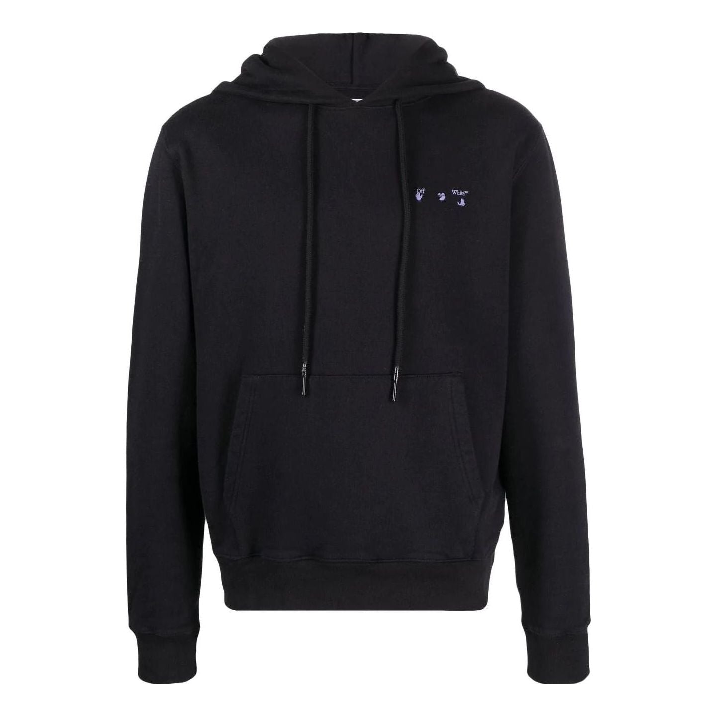 Men's Off-White SS22 Solid Color Logo Printing Hooded Long Sleeves Black OMBB034G20FLE0121045