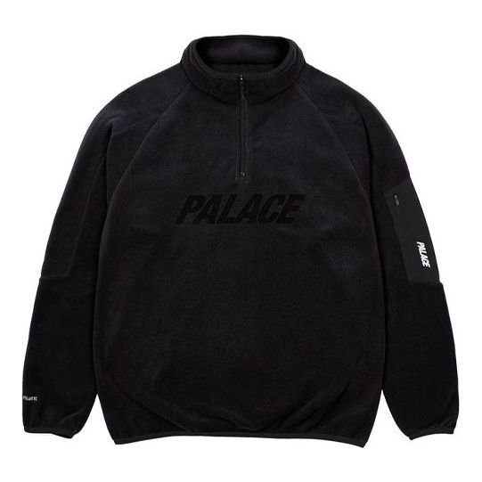 PALACE 1/4 Zip Half Zipper Alphabet Logo Round Neck Jacket Unisex Black P20PTF001