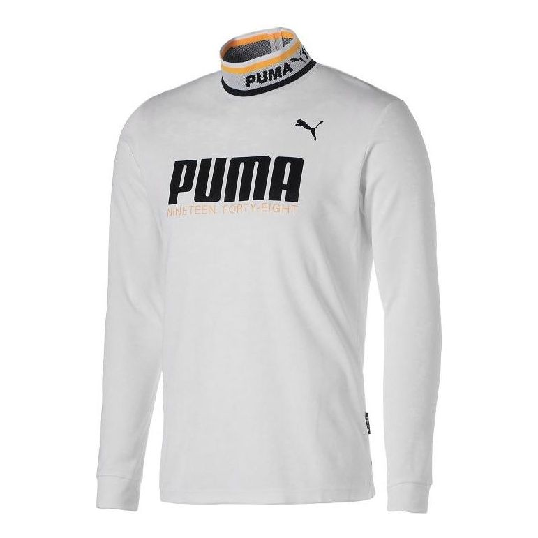 PUMA Golf Rib Collar Mock Neck Long Sleeve T-Shirt 'White' 539365-04