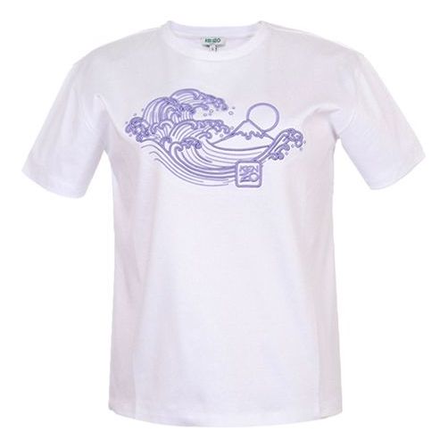 KENZO Cotton Embroidered Printing Short Sleeve White FA52TS956939-01