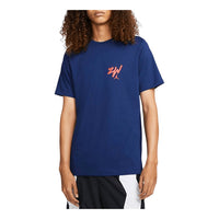 Men's Air Jordan Zion Solid Color Alphabet Printing Round Neck Cotton Short Sleeve Blue T-Shirt DM4031-492