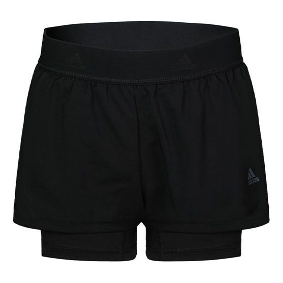 (WMNS) adidas 2in1 Short W Woven Sports Shorts Black CD6413