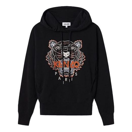 (WMNS) KENZO Tiger Head Embroidered Cotton Hoodie Black FA62SW8714XA-99B
