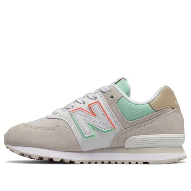 New Balance Kids' 574v1 Lace-up Sneaker Beige/Green PC574SCE