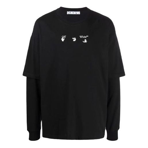 Off-White FW21 Alphabet Pattern Printing Round Neck Long Sleeves Black OMAB022S21JER0021025