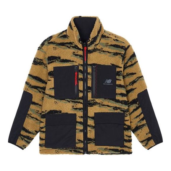 New Balance Men's New Balance Reversible Fleece Stay Warm logo Sports Stand Collar Jacket Black AMJ21350-BK