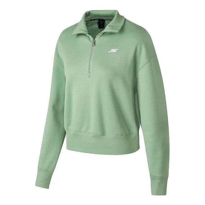 (WMNS) Skechers Logo Printed Crew Sweater 'Green' P423W139-01DP
