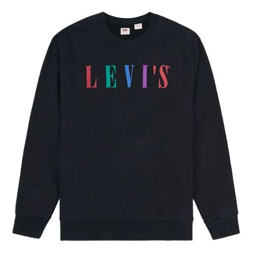 Men's Levis Multi-Color Alphabet Round Neck Printing Black 38796-0007