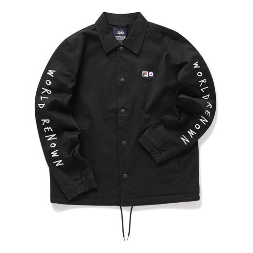 Fila FUSION x Staple Crossover Casual Printing Woven Jacket Couple Style Black T11M014709F-BK