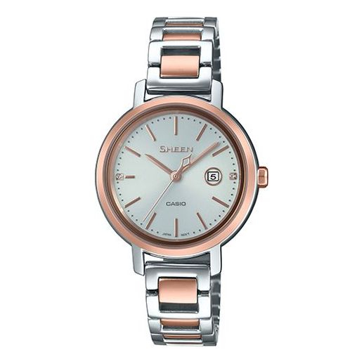CASIO Sheen Series Solar Powered Silver/Rose-Gold Pink Analog SHS-4525SPG-7A