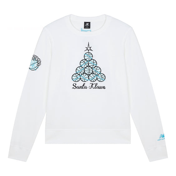 New Balance Men's New Balance Round Neck Solid Color Funny Pattern Long Sleeves White T-Shirt MT03619-WT