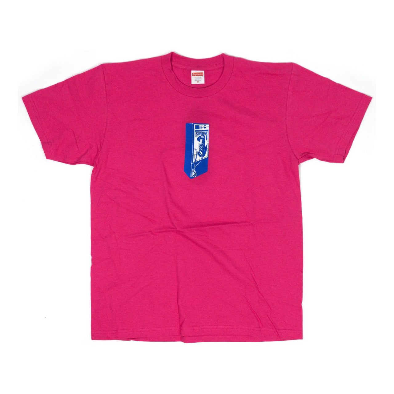 Supreme FW18 Payphone Tee Dark Pink Public Phone Printing Short Sleeve Rose Red SUP-FW18-467