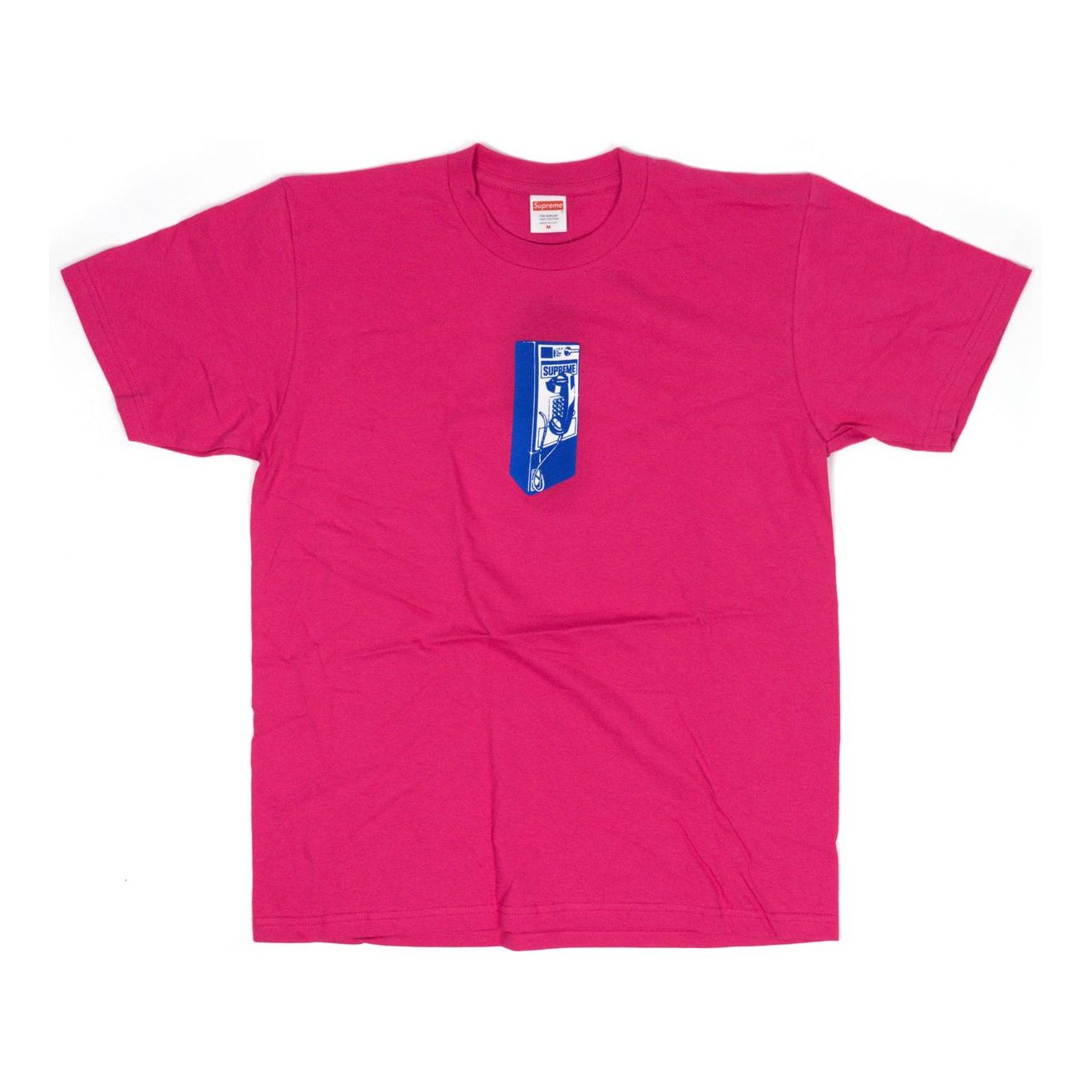 Supreme FW18 Payphone Tee Dark Pink Public Phone Printing Short Sleeve Rose Red SUP-FW18-467