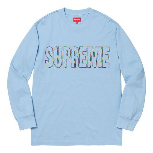 Supreme SS19 International LS Tee PaleBlue Logo Tee SUP-SS19-824