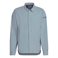 Men's adidas Terrex C Myshelter W.r Colorful Logo Stripe Printing Lapel Jacket Blue H65696