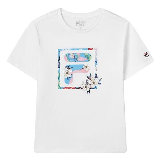 (WMNS) FILA Pure Cotton Round Neck Sports Short Sleeve White F11W128101F-WT