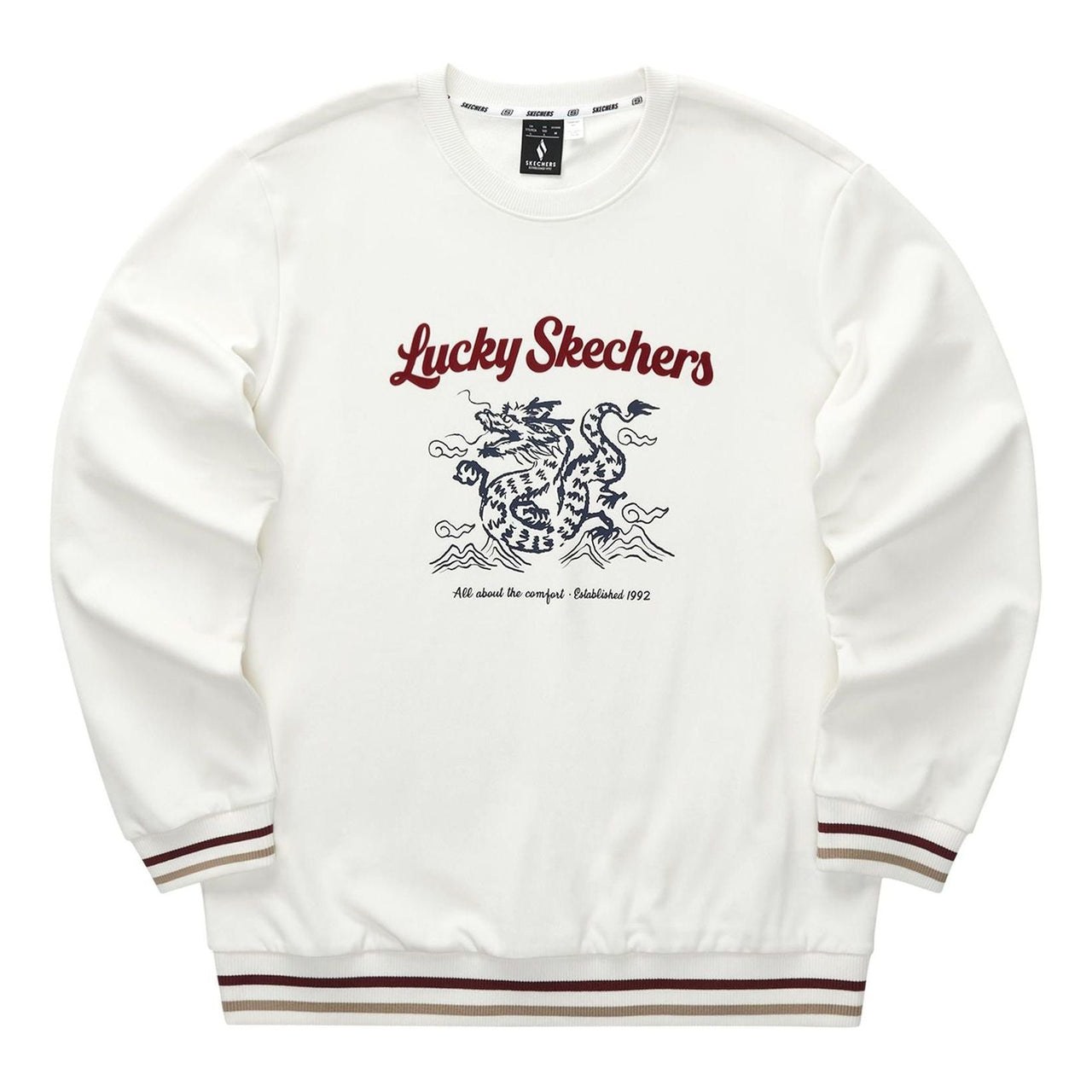 Skechers CNY Series Dragon Graphic Crew Sweatshirt 'White Black Red' L124U052-0074