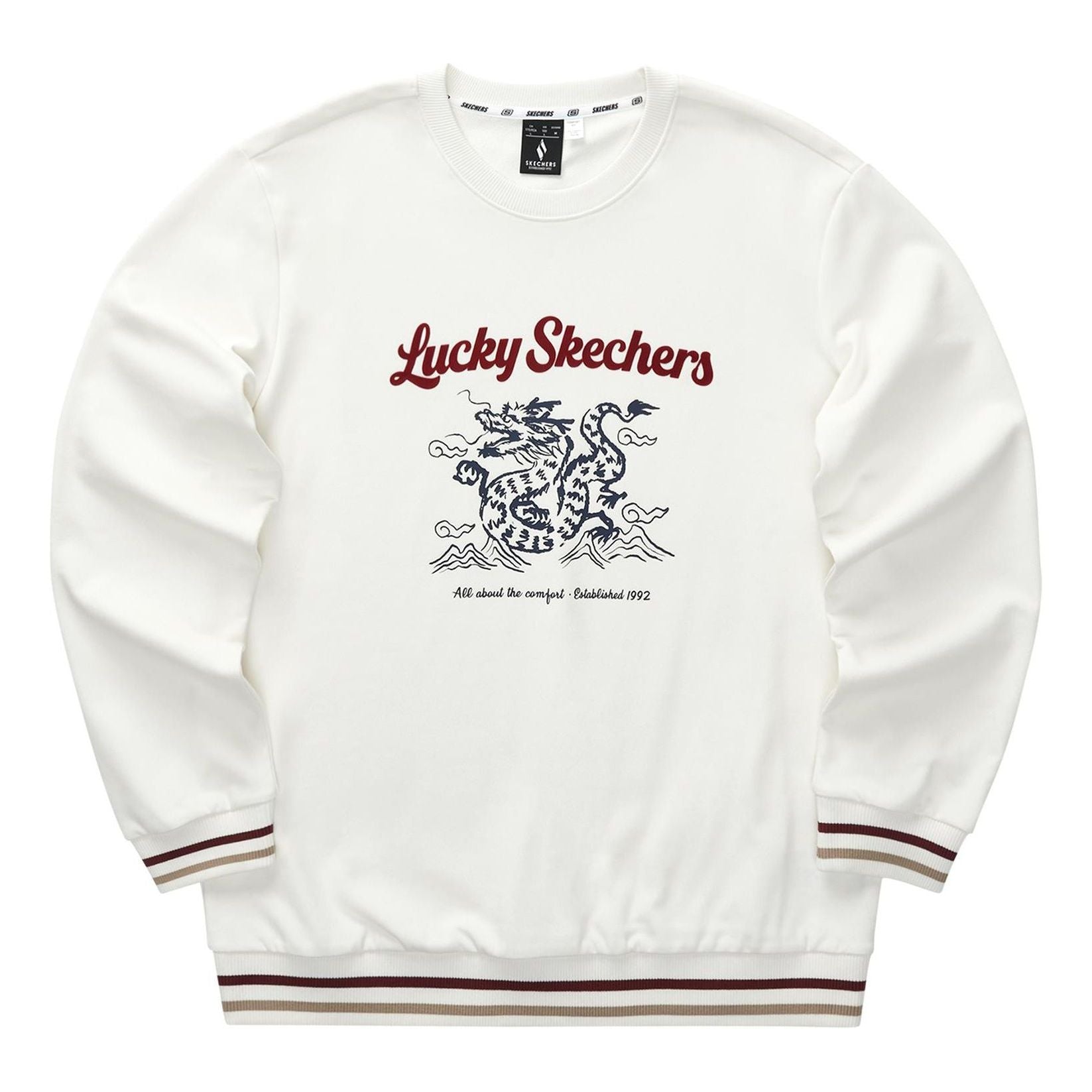 Skechers CNY Series Dragon Graphic Crew Sweatshirt 'White Black Red' L124U052-0074
