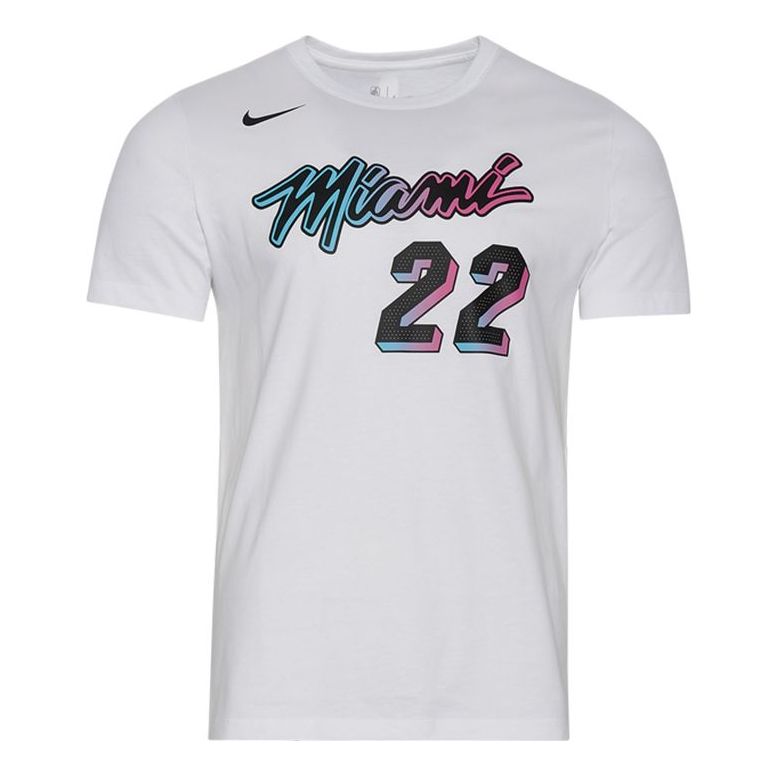 Men's Nike NBA Miami Heat Butler 2 No. 2 Printing Pattern Round Neck Short Sleeve White T-Shirt CT9429-104
