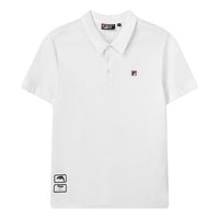 FILA Logo Pattern Causual Sports Ventilate Polo Male White F11M128124F-WT