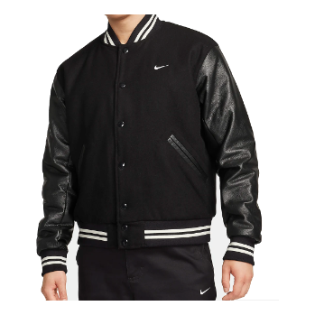 Nike Authenthics Varsity Jacket Asia Sizing 'Black White' FD7846-010