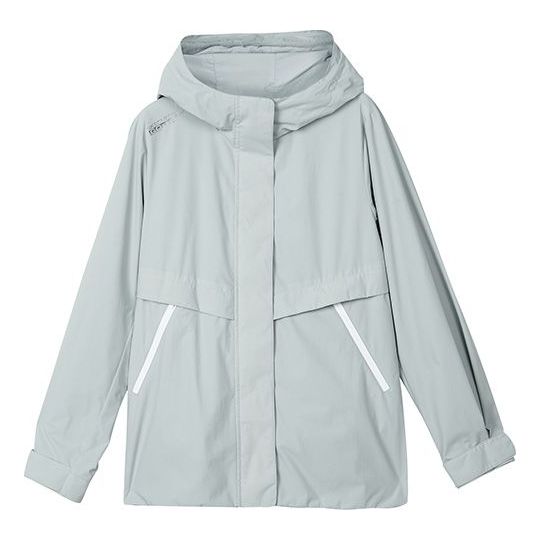 (WMNS) Skechers Stroll Series Logo Casual Hooded Woven Jacket 'Grey' L323W121-02VP