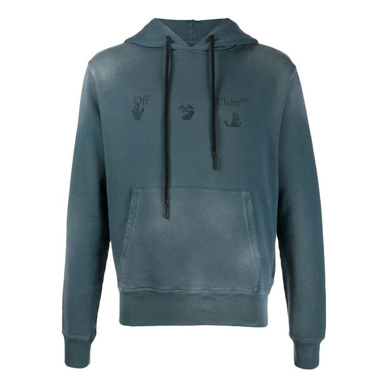 Off-White FW20 Fade Applique Hooded Sweater Green OMBB034F20FAB0014010