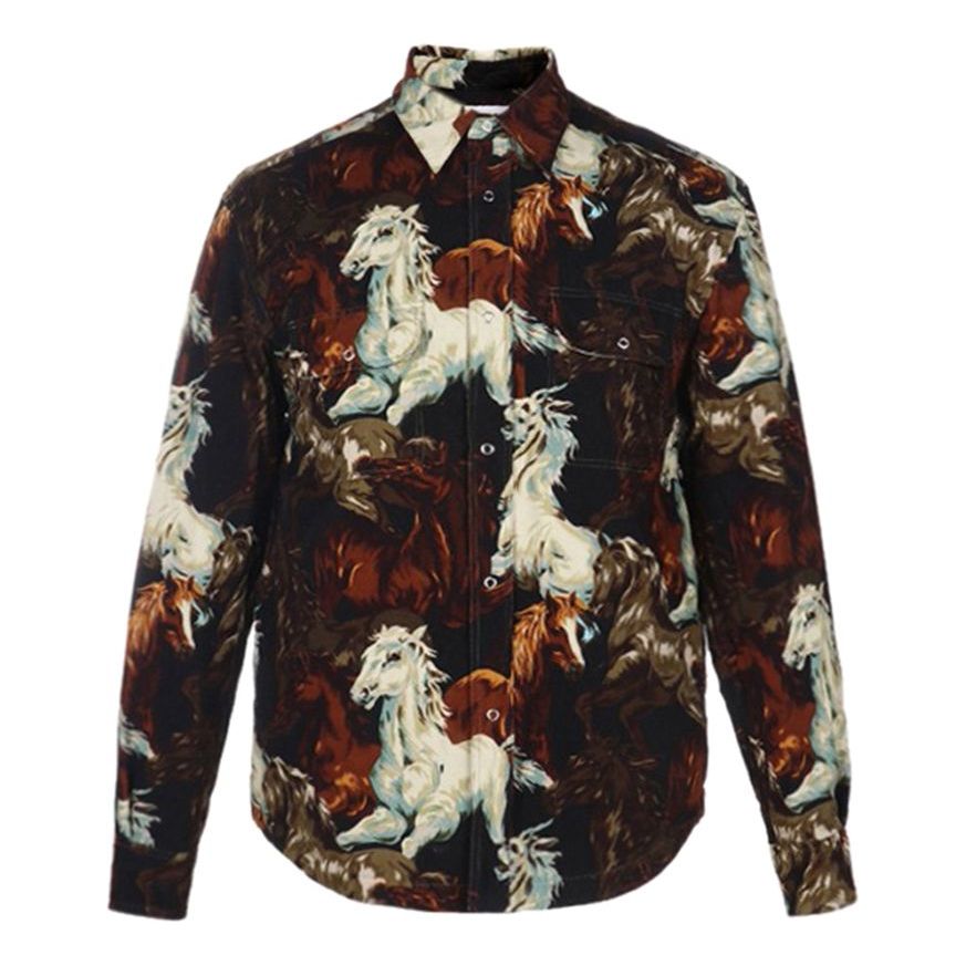 Men's KENZO FW20 Pattern Shirt Jacket Black Brown FA65CH5059PF-99