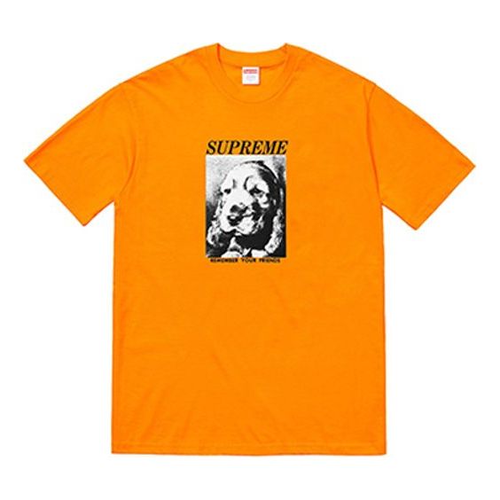 Supreme FW18 Remember Tee Bright Orange Puppy Sketch Printing Short Sleeve Unisex SUP-FW18-450