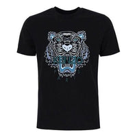 Men's KENZO SS21 Tiger Head Pattern Short Sleeve Round Neck Black T-Shirt FA2TS9124YE-99A