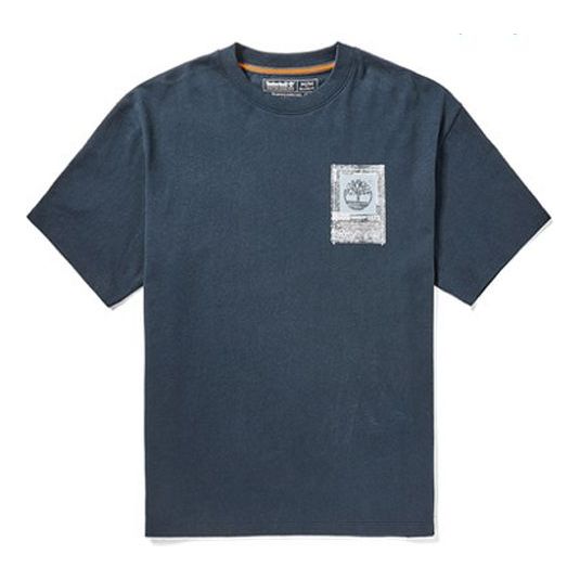Men's Timberland Printing Logo Round Neck Blue A2CN8433