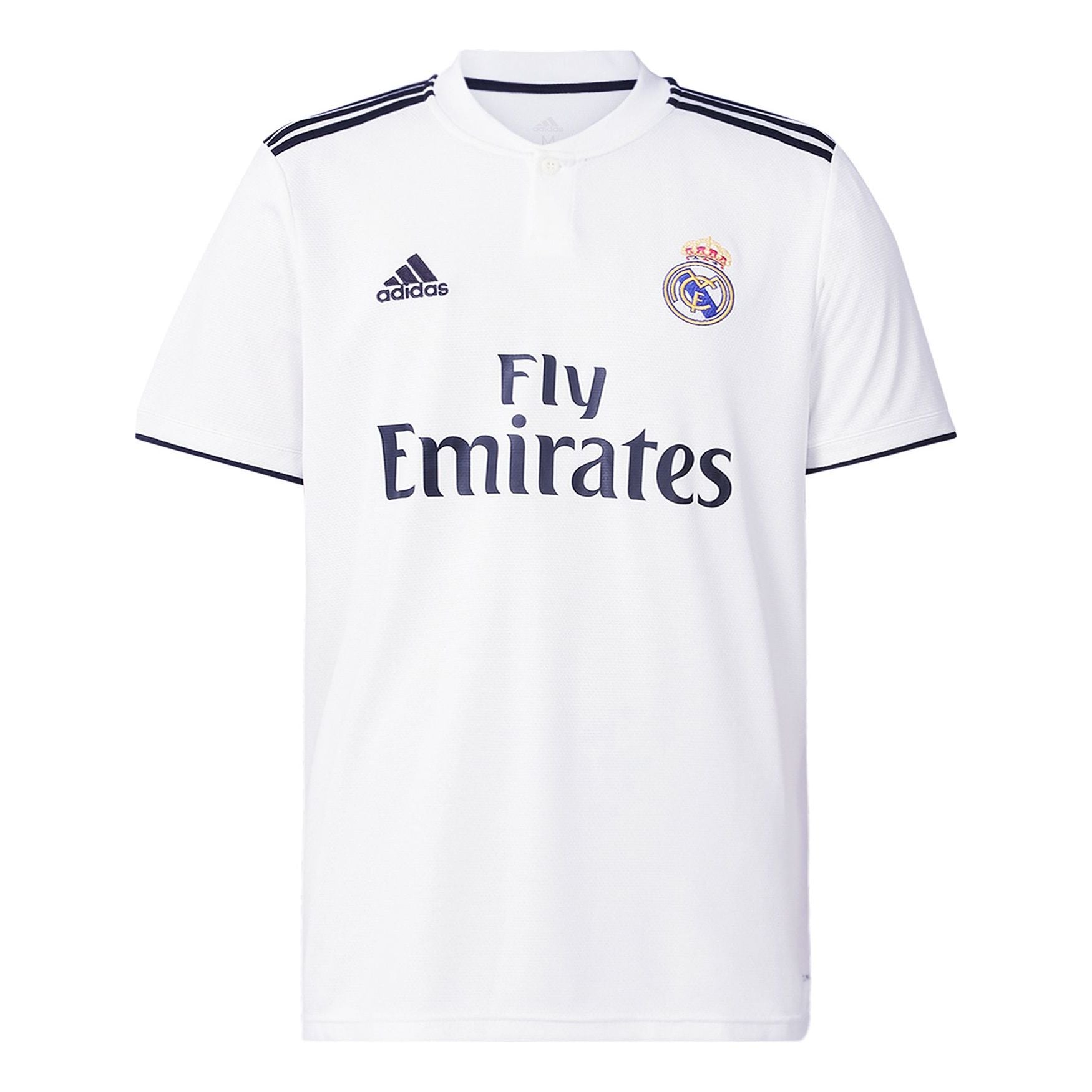adidas real Madrid 18-19 Season Fan Edition Home Alphabet Logo Stripe Sports Soccer/Football Short Sleeve Jersey White DH3372
