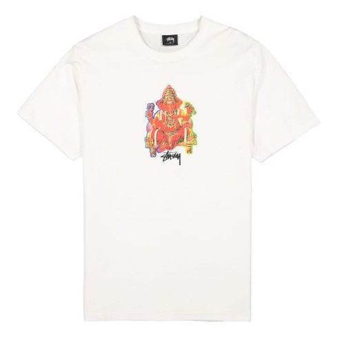 Men's Stussy Ganesh Printing Short Sleeve White 1904505