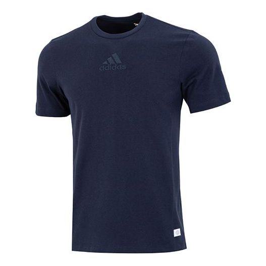 Men's adidas Internal Tee Logo Solid Color Athleisure Casual Sports Round Neck Short Sleeve Navy Blue T-Shirt HJ9808