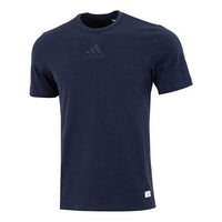 Men's adidas Internal Tee Logo Solid Color Athleisure Casual Sports Round Neck Short Sleeve Navy Blue T-Shirt HJ9808