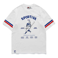 Men's FILA FUSION Alphabet Printing Round Neck Short Sleeve White T-Shirt T11M122110F-WT