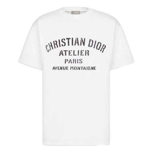 DIOR Christian DIOR Atelier Salute Designer Series Print Short Sleeve For Men White 043J615A0589-C089