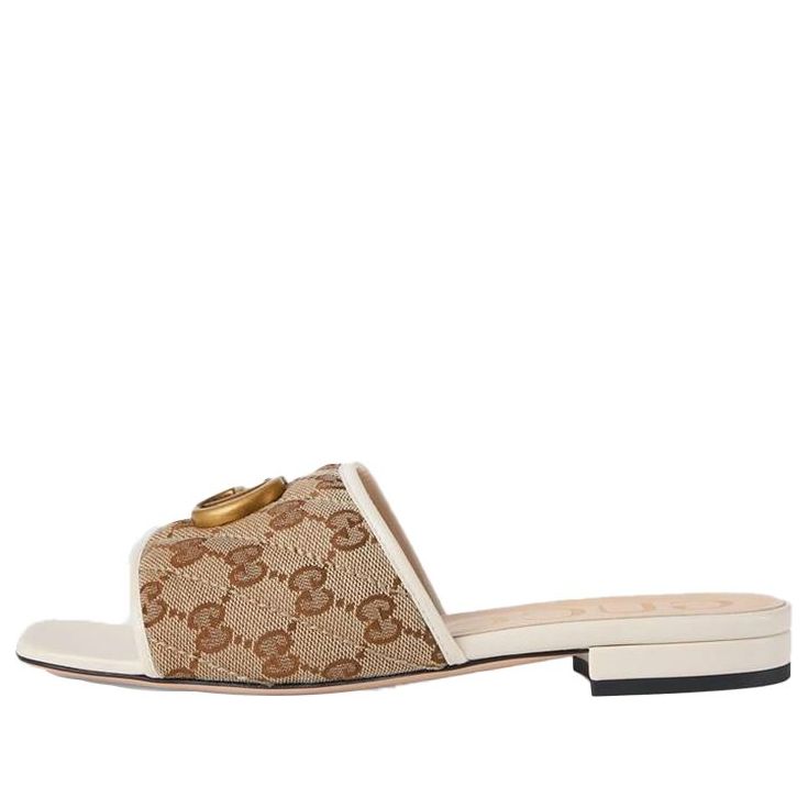 (WMNS) Gucci Double g Flat Heel Fashion Beige Sandals 619893-2HK80-9795