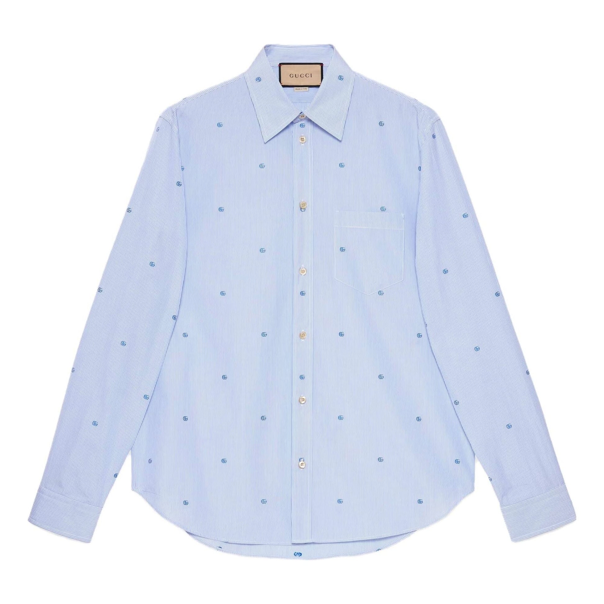 Gucci Striped Cotton Poplin Shirt 'Light Blue White' 703396-ZAHJ0-4514