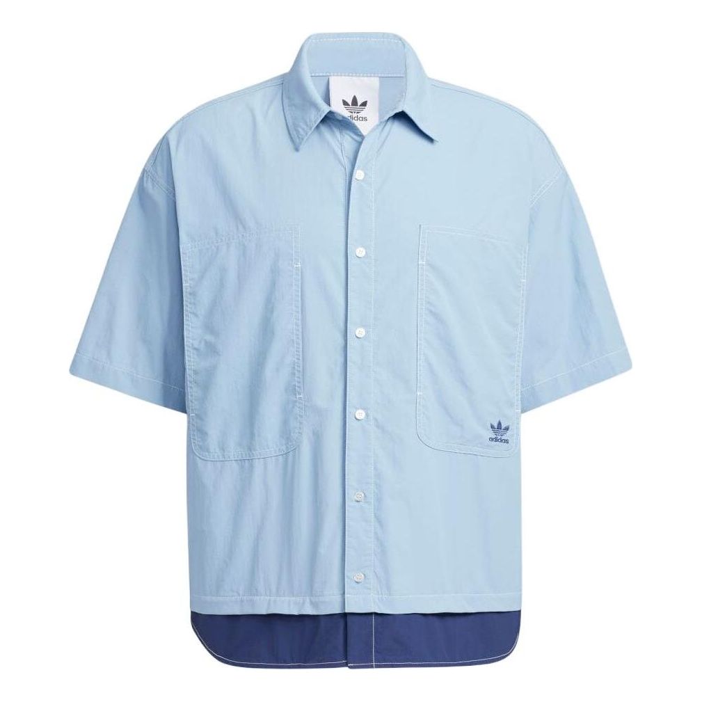 adidas originals Colorblock Design Casual Short Sleeve Shirt Blue HM7995